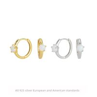 1 Pair Elegant Simple Style Round Sterling Silver Plating Inlay Artificial Gemstones White Gold Plated Gold Plated Earrings main image 1