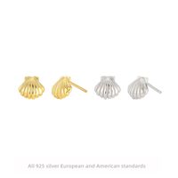 1 Pair Basic Streetwear Scallop Sterling Silver Plating Ear Studs main image 1