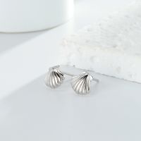 1 Pair Basic Streetwear Scallop Sterling Silver Plating Ear Studs main image 8