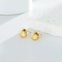 1 Pair Basic Streetwear Scallop Sterling Silver Plating Ear Studs main image 7