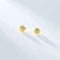 1 Pair Basic Streetwear Scallop Sterling Silver Plating Ear Studs main image 9