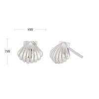 1 Pair Basic Streetwear Scallop Sterling Silver Plating Ear Studs sku image 1