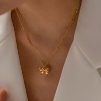 Stainless Steel 18K Gold Plated Simple Style Classic Style Butterfly Plating Pendant Necklace main image 1