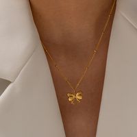 Rostfreier Stahl 18 Karat Vergoldet Einfacher Stil Klassischer Stil Schmetterling Überzug Halskette Mit Anhänger main image 3