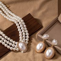 Elegant Luxurious Solid Color Plastic Plating Inlay Pearl 14K Gold Plated Women's Jewelry Set main image 4