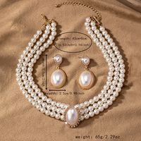 Elegant Luxurious Solid Color Plastic Plating Inlay Pearl 14K Gold Plated Women's Jewelry Set main image 2