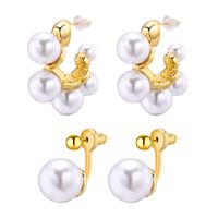 1 Pair Simple Style Classic Style Solid Color Plating Inlay Zinc Alloy Artificial Pearls 18K Gold Plated Ear Studs main image 10