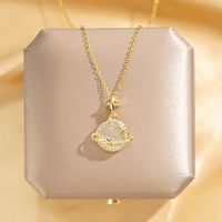 304 Stainless Steel Copper 18K Gold Plated Glam Luxurious Plating Inlay Solid Color Diamond Pendant Necklace main image 5
