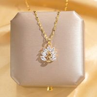 304 Stainless Steel Copper 18K Gold Plated Glam Luxurious Plating Inlay Solid Color Diamond Pendant Necklace main image 8