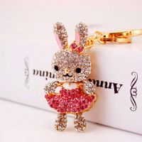 Cute Rabbit Alloy Plating Inlay Rhinestones Women's Bag Pendant Keychain sku image 2