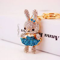 Cute Rabbit Alloy Plating Inlay Rhinestones Women's Bag Pendant Keychain sku image 3