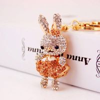 Lindo Conejo Aleación Enchapado Embutido Diamantes De Imitación Mujeres Colgante De Bolsa Llaveros sku image 4