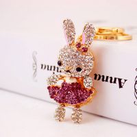 Cute Rabbit Alloy Plating Inlay Rhinestones Women's Bag Pendant Keychain sku image 5