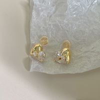1 Pair Simple Style Commute Solid Color Plating Inlay Copper Zircon 18K Gold Plated Ear Studs main image 7