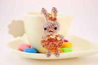 Mignon Lapin Alliage Placage Incruster Strass Femmes Pendentif De Sac Porte-Clés main image 4