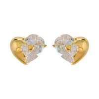 1 Pair Simple Style Commute Solid Color Plating Inlay Copper Zircon 18K Gold Plated Ear Studs main image 2