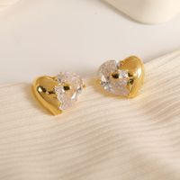 1 Pair Simple Style Commute Solid Color Plating Inlay Copper Zircon 18K Gold Plated Ear Studs main image 1