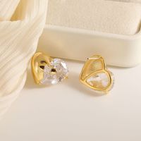 1 Pair Simple Style Commute Solid Color Plating Inlay Copper Zircon 18K Gold Plated Ear Studs main image 4