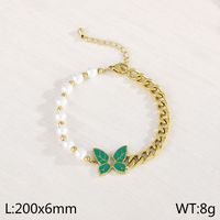 Elegant Simple Style Streetwear Butterfly Titanium Steel 18K Gold Plated Zircon Bracelets In Bulk sku image 4