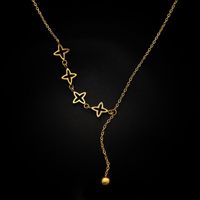 304 Stainless Steel 18K Gold Plated Sweet Plating Four Leaf Clover Sweater Chain main image 4