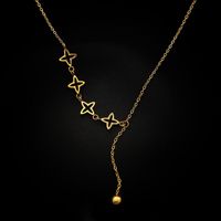 304 Stainless Steel 18K Gold Plated Sweet Plating Four Leaf Clover Sweater Chain main image 5