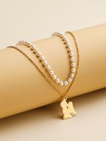 Simple Style Classic Style Cross Stainless Steel Imitation Pearl Beaded Plating Artificial Pearls 18K Gold Plated Women's Necklace sku image 7