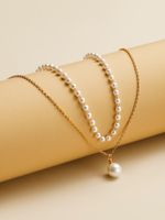 Simple Style Classic Style Cross Stainless Steel Imitation Pearl Beaded Plating Artificial Pearls 18K Gold Plated Women's Necklace sku image 3