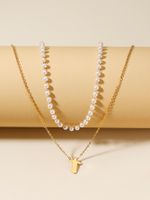 Simple Style Classic Style Cross Stainless Steel Imitation Pearl Beaded Plating Artificial Pearls 18K Gold Plated Women's Necklace sku image 4