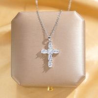 304 Stainless Steel Copper 18K Gold Plated Glam Luxurious Plating Inlay Solid Color Diamond Pendant Necklace sku image 6