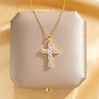 304 Stainless Steel Copper 18K Gold Plated Glam Luxurious Plating Inlay Solid Color Diamond Pendant Necklace sku image 12