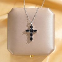 304 Stainless Steel Copper 18K Gold Plated Glam Luxurious Plating Inlay Solid Color Diamond Pendant Necklace sku image 7