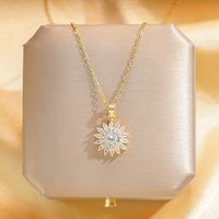 304 Stainless Steel Copper 18K Gold Plated Glam Luxurious Plating Inlay Solid Color Diamond Pendant Necklace sku image 11