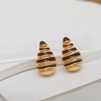 1 Pair Simple Style Commute Solid Color Plating Copper 18K Gold Plated Ear Studs main image 4
