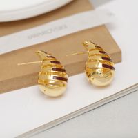 1 Pair Simple Style Commute Solid Color Plating Copper 18K Gold Plated Ear Studs main image 3