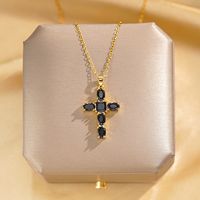 304 Stainless Steel Copper 18K Gold Plated Glam Luxurious Plating Inlay Solid Color Diamond Pendant Necklace sku image 13