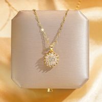 304 Stainless Steel Copper 18K Gold Plated Glam Luxurious Plating Inlay Solid Color Diamond Pendant Necklace sku image 15