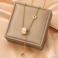 304 Stainless Steel Copper 18K Gold Plated Glam Luxurious Plating Inlay Solid Color Diamond Pendant Necklace sku image 17