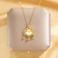304 Stainless Steel Copper 18K Gold Plated Glam Luxurious Plating Inlay Solid Color Diamond Pendant Necklace sku image 10