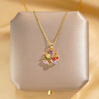 304 Stainless Steel Copper 18K Gold Plated Glam Luxurious Plating Inlay Solid Color Diamond Pendant Necklace sku image 1