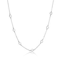 Sterling Silver White Gold Plated Simple Style Solid Color Inlay Zircon Necklace sku image 1