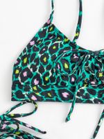 Women's Bow Knot Leopard 2 Pieces Set Bikinis Swimwear main image 2