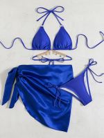 Mujeres Sexy Color Sólido Juego De 3 Piezas Bikinis Traje De Baño main image 3