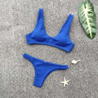 Frau Einfarbig 2-Teiliges Set Bikinis Bademode sku image 5
