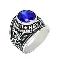 Stainless Steel Classic Style Inlay Color Block Glass Stone Rings main image 1