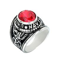 Stainless Steel Classic Style Inlay Color Block Glass Stone Rings main image 5