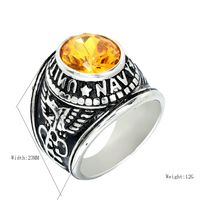 Stainless Steel Classic Style Inlay Color Block Glass Stone Rings main image 2