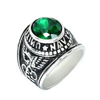 Stainless Steel Classic Style Inlay Color Block Glass Stone Rings main image 4