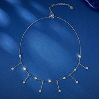 Sterling Silver Rose Gold Plated White Gold Plated Cute Tropical Round Inlay Artificial Diamond Zircon Necklace Choker main image 4