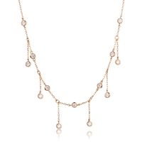 Sterling Silver Rose Gold Plated White Gold Plated Cute Tropical Round Inlay Artificial Diamond Zircon Necklace Choker sku image 1