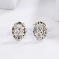 1 Pair Elegant Glam Luxurious Round Oval Bow Knot Plating Inlay Sterling Silver Zircon White Gold Plated Ear Studs main image 4